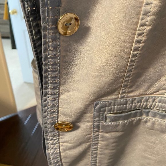 Point Zero Vegan Leather Jacket Sky Blue Size L NWT - Picture 2 of 16